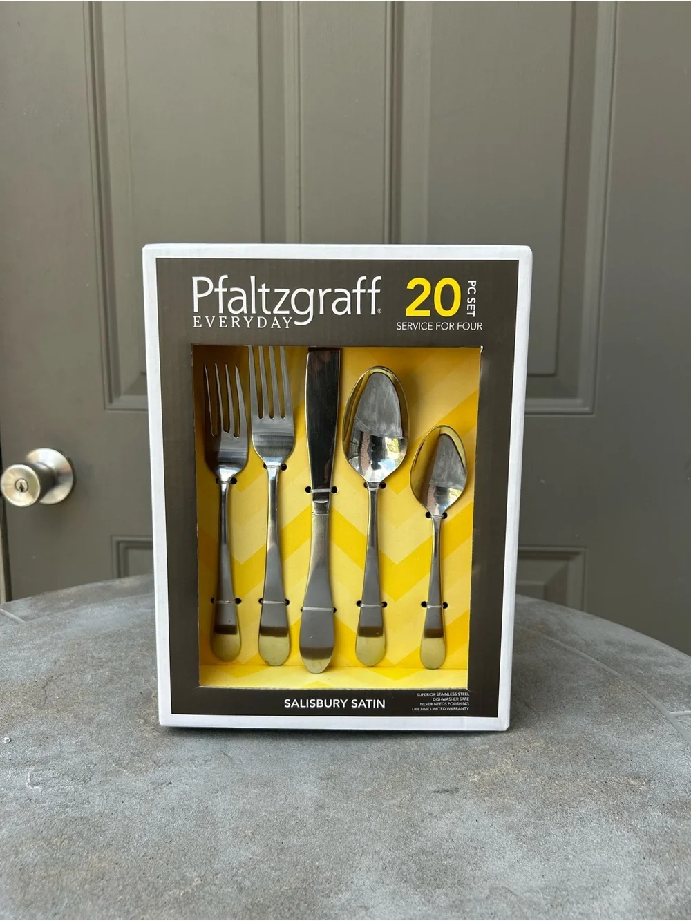 Pfaltzgraff Everyday Salisbury Satin 20-Pc Flatware Set - Silver Service for 4